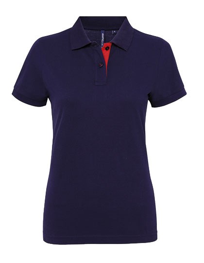 Asquith & Fox - Women´s Classic Fit Contrast Polo - Navy, Red