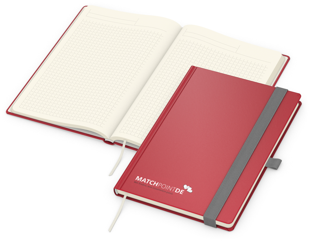 Notizbuch Vision-Book EXPRESS, A5, Creme, Winkelkaro, rot