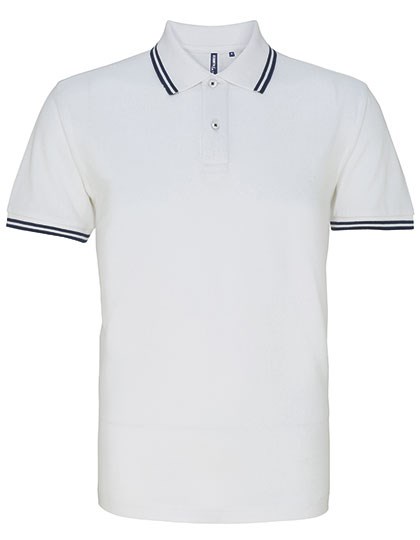 Asquith & Fox - Men´s Classic Fit Tipped Polo - White, Navy