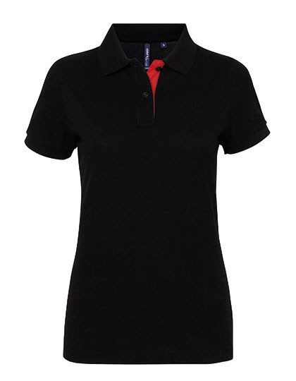 Asquith & Fox - Women´s Classic Fit Contrast Polo - Black, Red